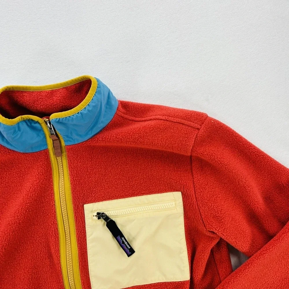 Patagonia Synchilla Fleece Jacket Kids XXL 18 Red Excellent Colorblock Zip 63520
